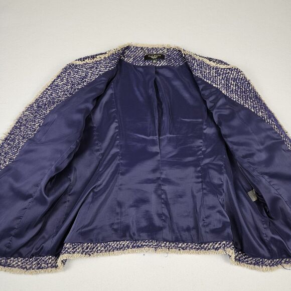 Talbots Womens 16P Alpaca Wool Mohair Tweed Blazer Purple Jacket Quiet Luxury - Picture 3 of 9